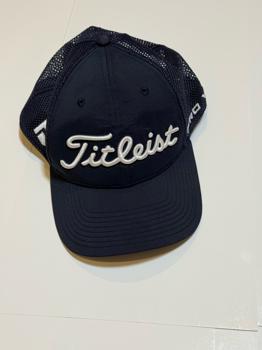 TITLEIST PRO V1 Hat Cap Flex FITTED L-XL Navy Blue Jersey 3D Logo - Picture 3 of 11